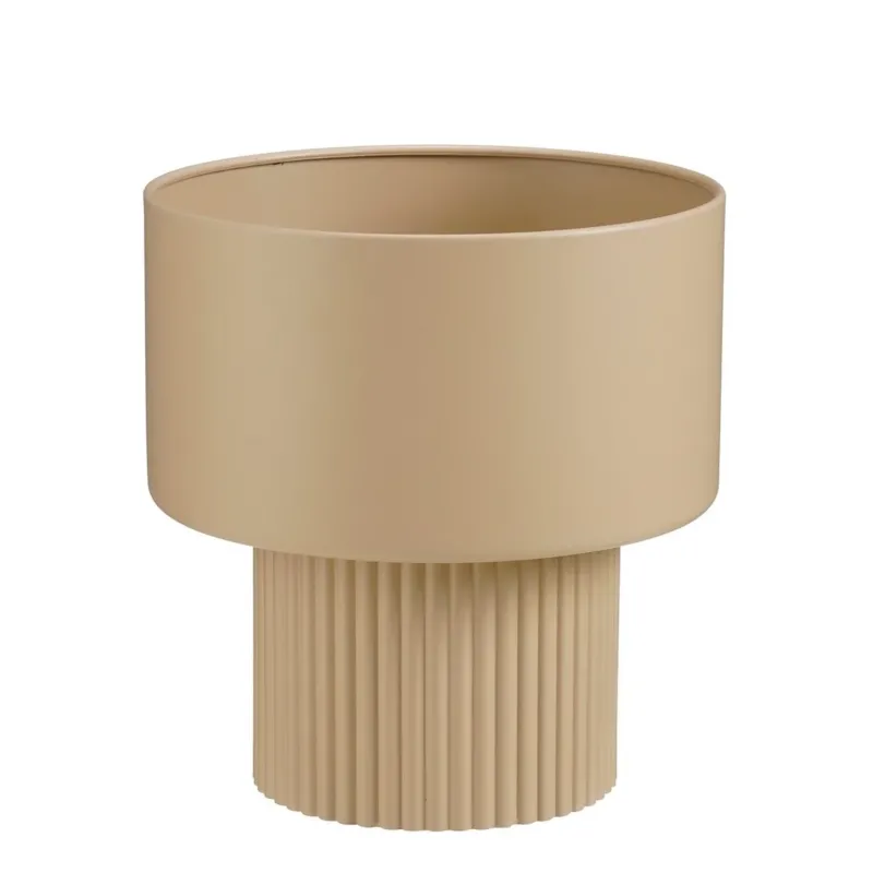 Blumentopf Braun Ø31,5 cm – Moderner Pflanztopf Metall mit Rillenstruktur | Mica Decorations Lux Übertopf groß für Wohnzimmer & Indoor Pflanzen