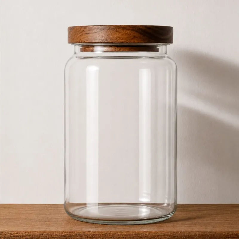Bote de Borosilicato con Tapa de Acacia Transparente para cocina