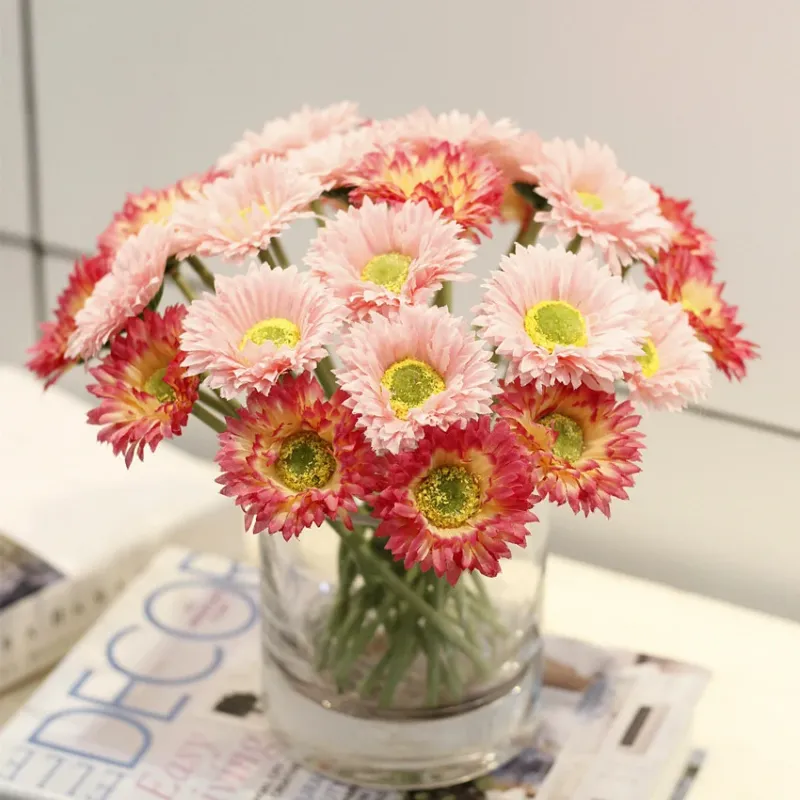 10 Stück 20cm Kunstblumen Afrikadaisy Stängel Gerbera Bouquet Frühling - Blumenarrangements für Tischdekoration