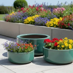 Pflanzschale Pflanzgefäß Blumentopf jadegrün frostfest 3 Größen wählbar