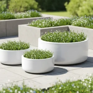 Pflanzschale Pflanzgefäß Blumentopf antik weiß frostfest 3 Größen wählbar