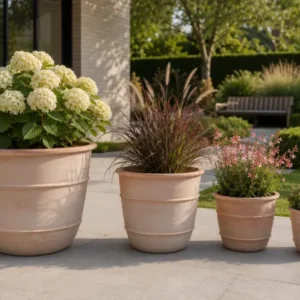 Terracotta Pflanzkübel Doppelring Design Mediterran Blumentopf Garten Frostfest
