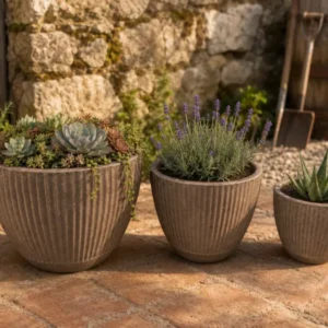 Terracotta Pflanzkübel Antik Geriffelt Blumentopf Frostfest Garten Innen Außen