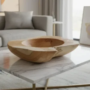Rustikale Teak-Schale 40cm Massivholz-Unikat Handarbeit Boho & Natur Deko