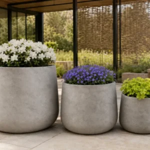Pflanzkübel Blumentopf Betonoptik Grau frostfest Innen Außen Garten Terrasse
