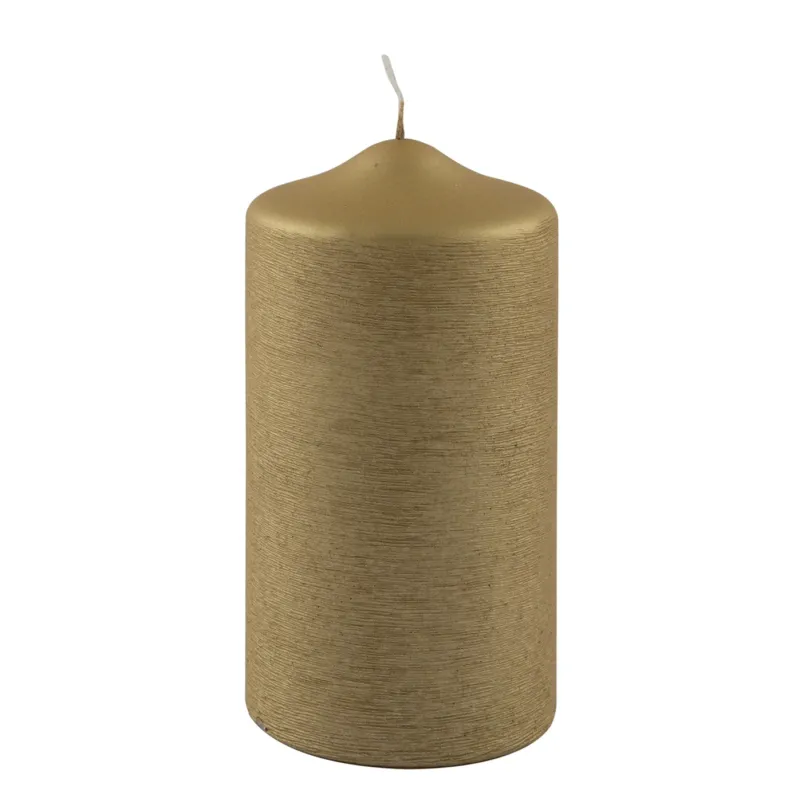 CANDLE gebürstet metallic Stumpenkerze goldfarben