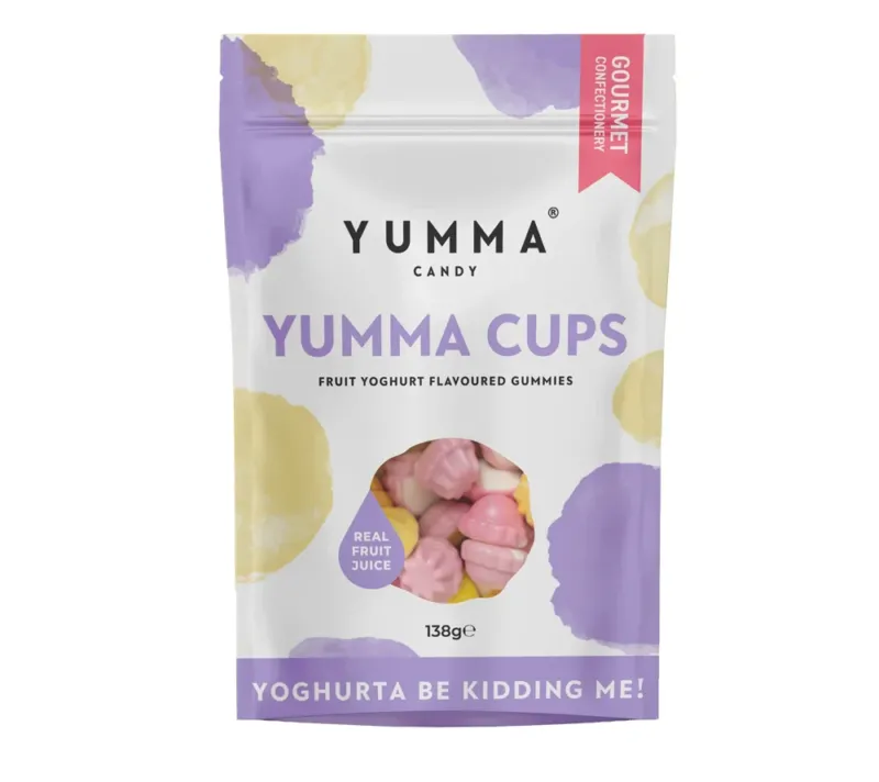Yumma Cups Pouch Bag von Yumma Candy ☆ Joghurt-Fruchtgummies mit fruchtigem Geschmack ☆ Aus England