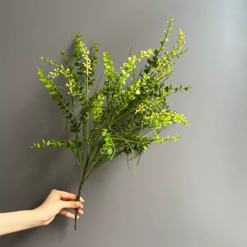 Eukalyptus künstlich, 64 cm Dekozweig mit Früchten, Naturgetreuer Kunst-Eukalyptus für Vase, Hochzeit, Floristik & Gestecke