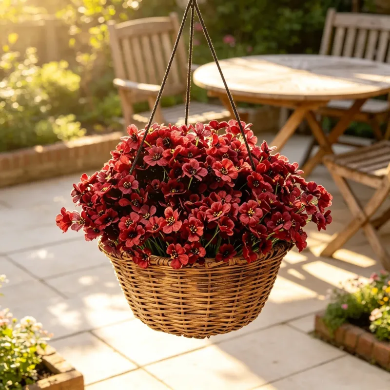 24 Bundles Burgunderfarbene Kunstblumen, 35cm, UV-beständig, ideal für Hochzeiten, Cafés, ganzjährige Dekoration