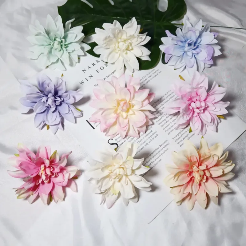Dahlienköpfe Künstlich 3er Set, 10 cm Realistische Seidenblumen, Blüten für DIY Gestecke, Hochzeit, Kranz & Dekoration, Hochwertige Kunstblumen