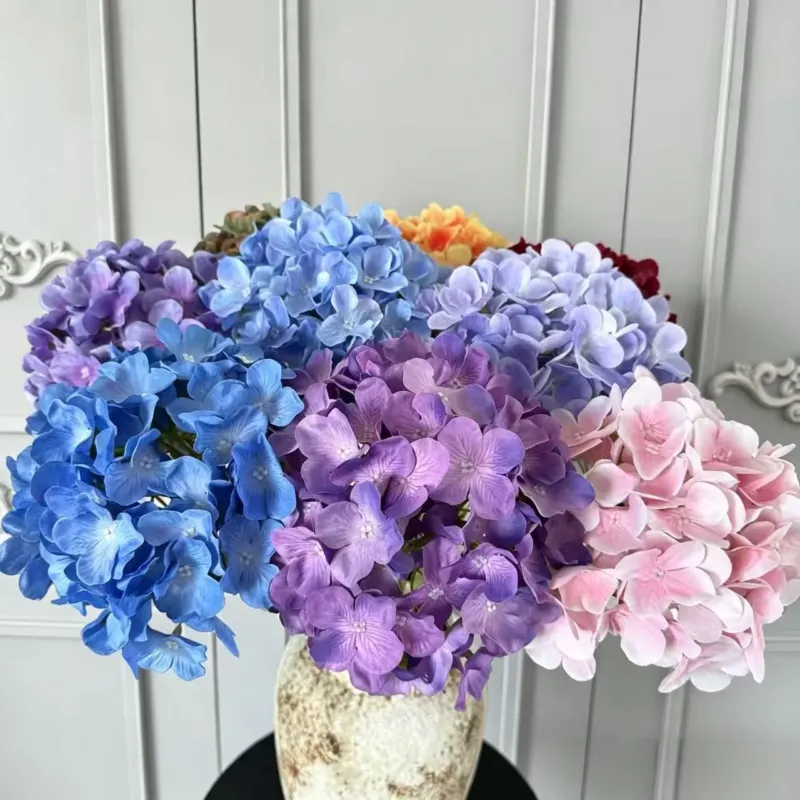 Künstliche Hortensie, 67 cm, hochwertig naturgetreu, für Hochzeit, Trauerfeier, Dekoration, Innenraum, 1 Stiel