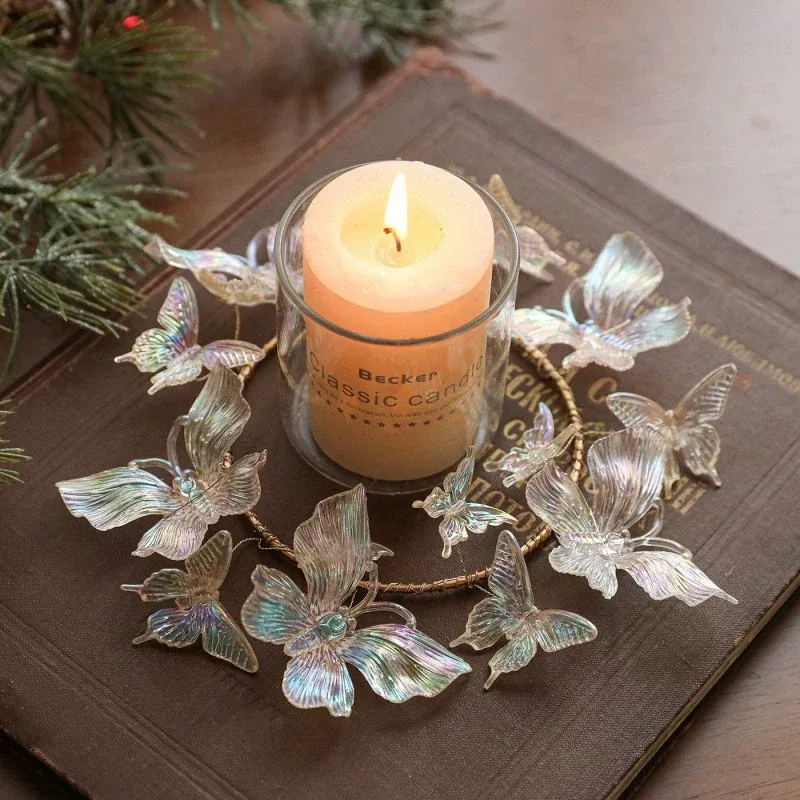 Weihnachtsbaum-Kranz Dekoration, 4 Designs, Kristallkette mit Perlen und Schmetterlingen, Transparent, 1 Stück ab Lager