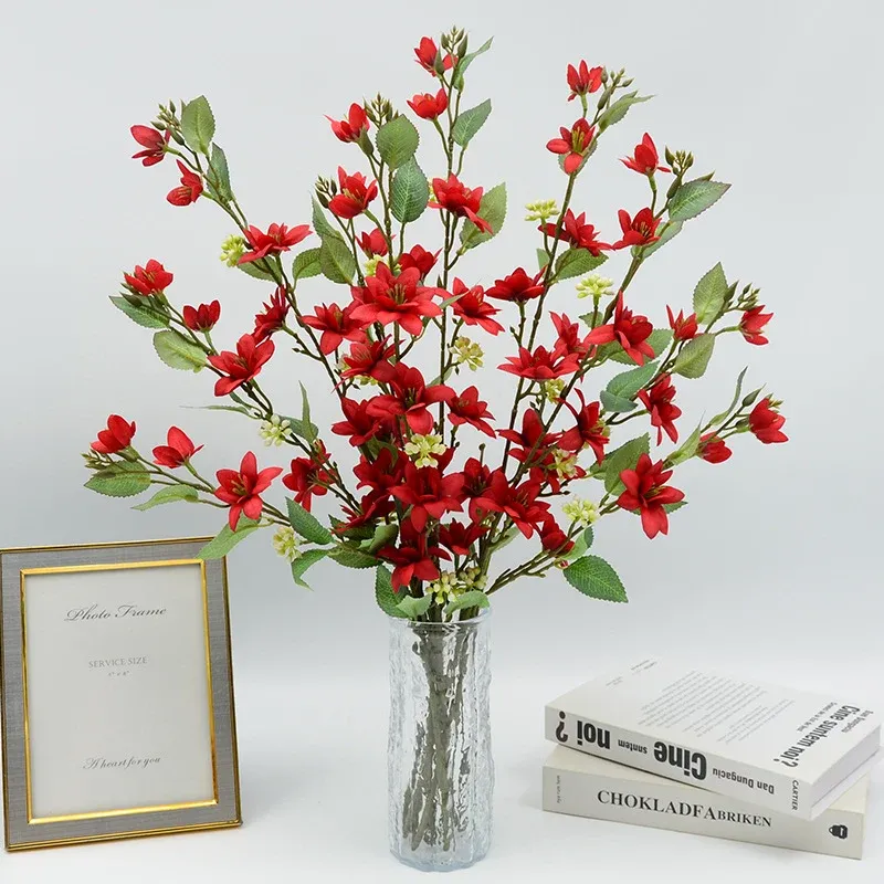 Künstlicher Jasmin-Strauch, 72 cm hoch, 11 Blüten, modern, für Hochzeit, Dekoration, Innenraum, Mischmaterial, ohne Topf