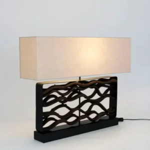 Tischlampe Tremiti Nero Holz mit Schirm Rechteckig (1)