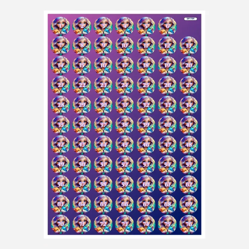 Bunte Diamond Painting Döschenaufkleber mit Fantasy Wolfsmädchen Finja Motiv zur Organisation von Steinfarben