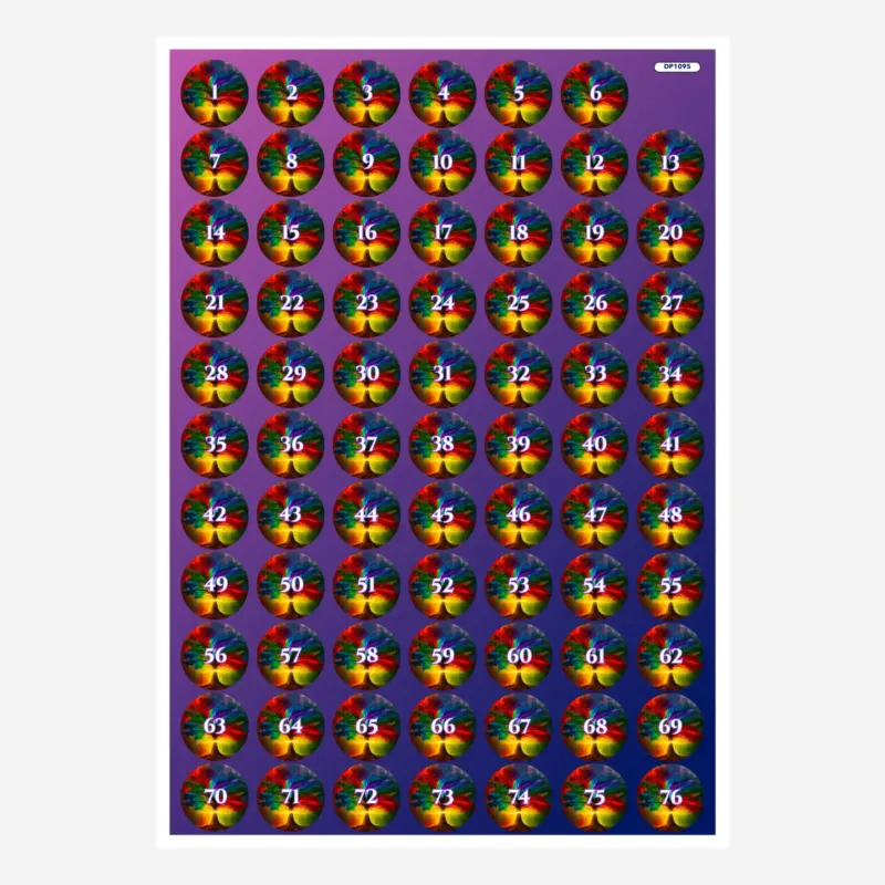Bunte Diamond Painting Döschenaufkleber mit Lebensbaum-Motiv zur Sortierung von Diamanten Painting Steinen