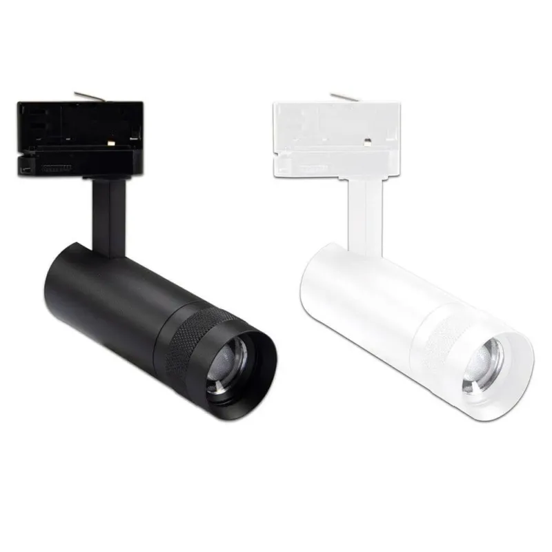 3-Phasen LED Schienen-Strahler fokussierbar 8W 20°-55° in Schwarz und Weiß