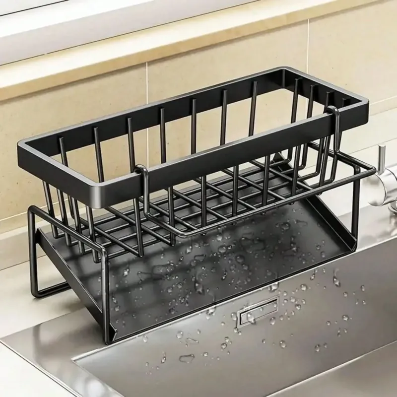 304 Stainless Steel Kitchen Sink Caddy with Sponge Holder and Soap Dish 0