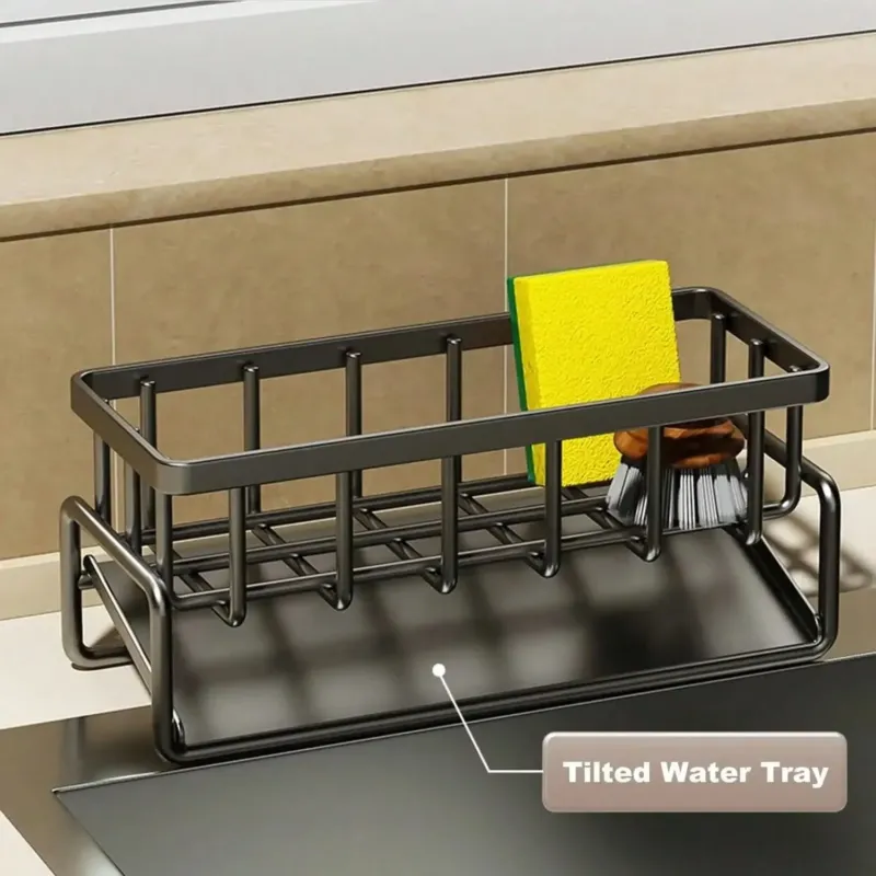 304 Stainless Steel Kitchen Sink Caddy with Sponge Holder and Soap Dish 2