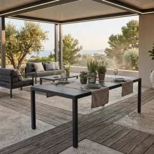 SUMMER SALE ☀️⛱️🏝️ Aluminium Dining Tisch Luna Stellar 220 x 100 x 74cm grau