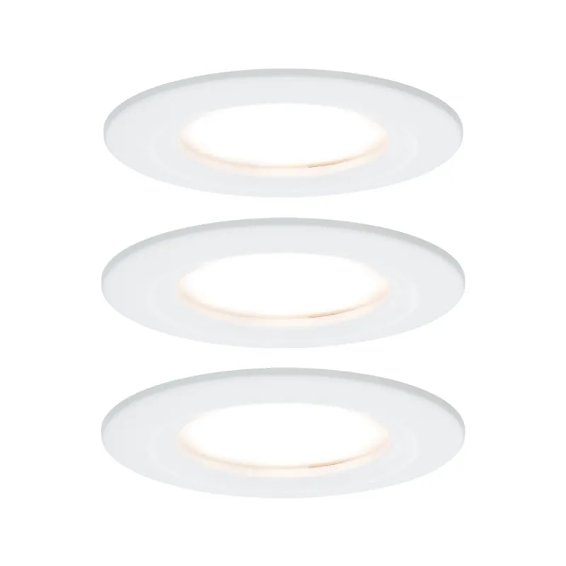 3er-Set Einbauleuchte LED Nova rund Weiß, flache LED-Einbauleuchten, 2700K Warmweiß, 230V-Direktanschluss