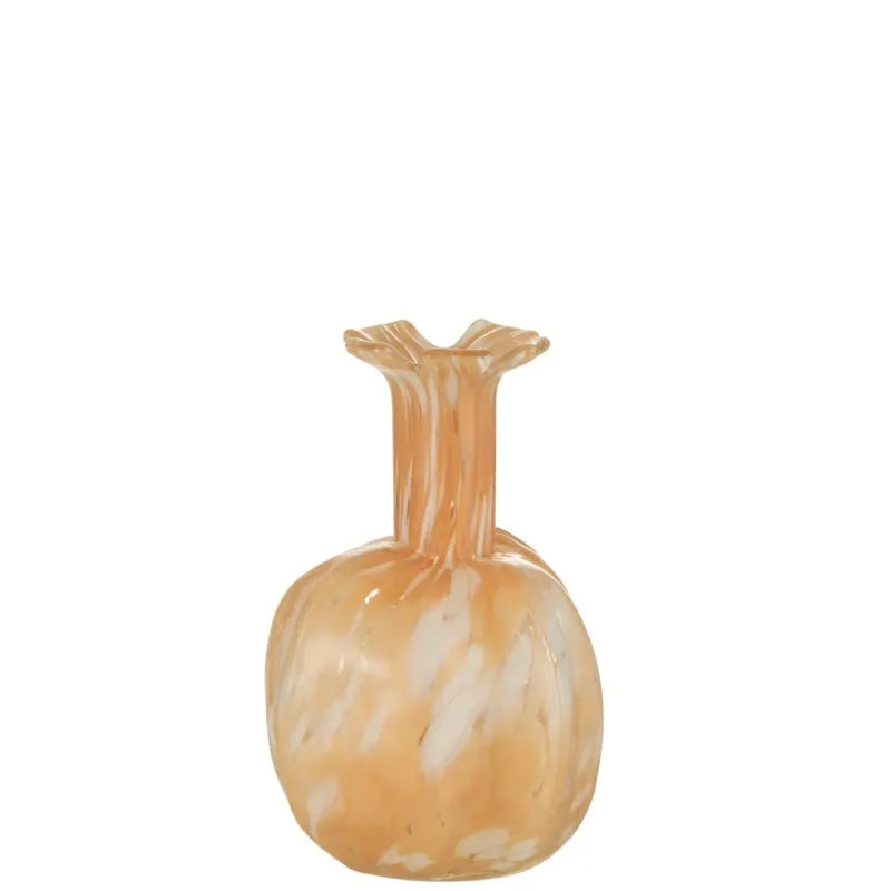 Glasvase Beige 23 cm – Moderne Dekovase Rund 14 cm – J-Line