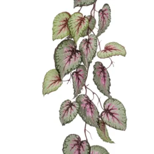 Blattbegonie künstlich Hänger 110 cm - 1 Steckstab - Grün / rosa