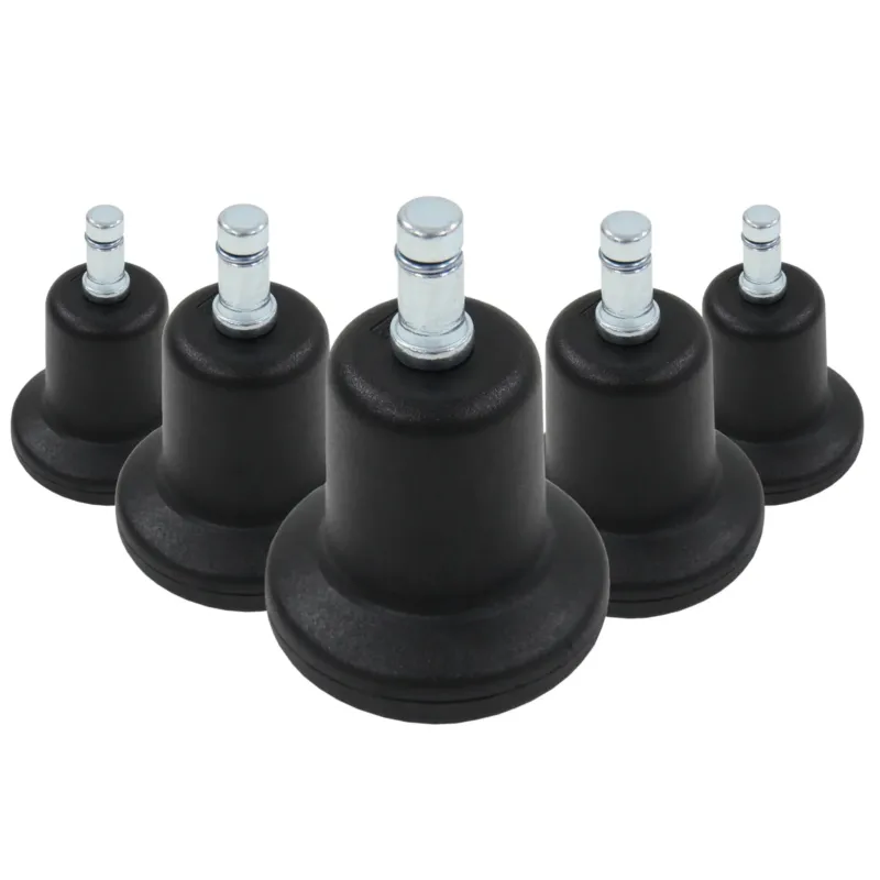 Fünf schwarze Stuhlgleiter 5 x STAND Nr. 11 mit silberfarbenen Metallstiften von hjh OFFICE
