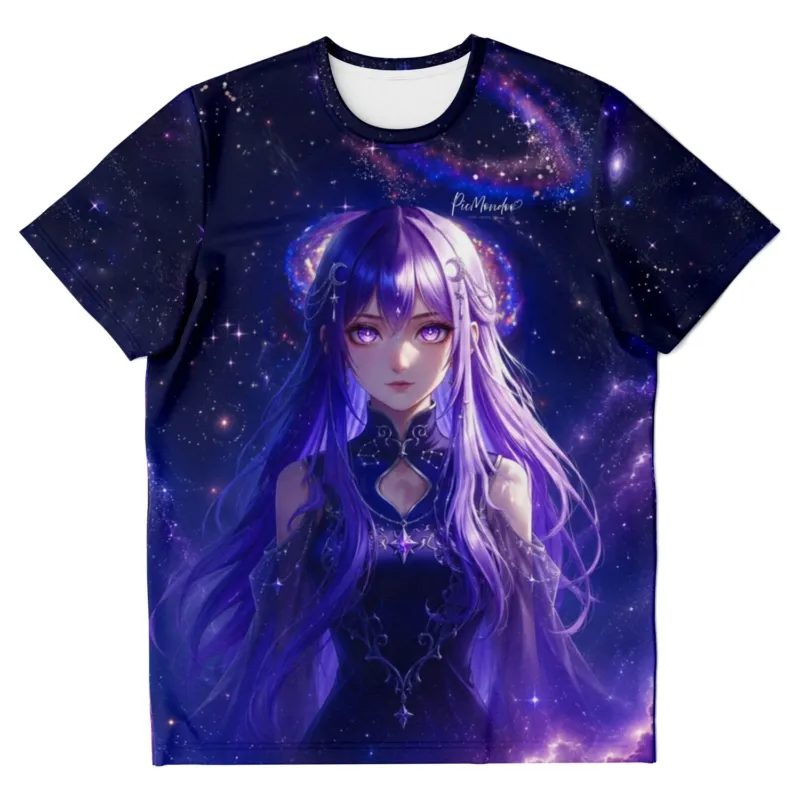 Dreamer T-Shirt mit lila Anime-Mädchen, Mond und Sternenwelt. Ideal für Fans von Diamond Painting und Fan-Art Motiven.