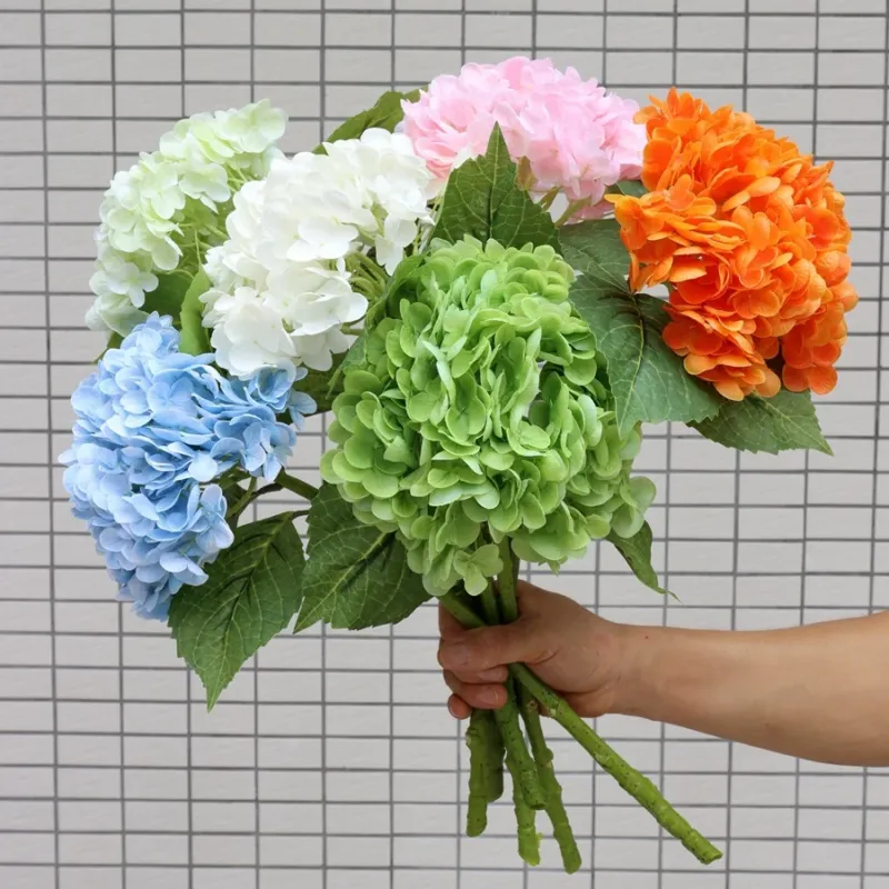 Großhandel: 53cm Kunst-Hortensie-Blumen, Real Touch-Hortensie-Stängel für Hochzeitsdekorationen