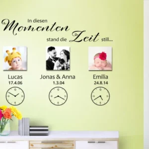 Wandtattoo In diesen Momenten stand die Zeit still + 3 Wunschdaten W5430