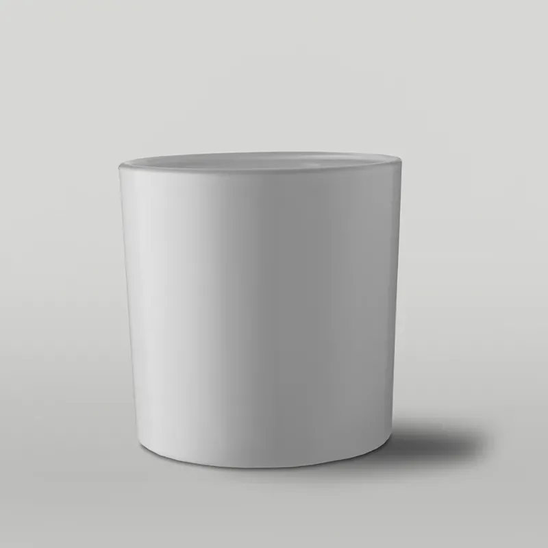 64cl matt whte Ebony candle jar on a grey background