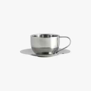 VIREA cup w/ saucer - chrome finish