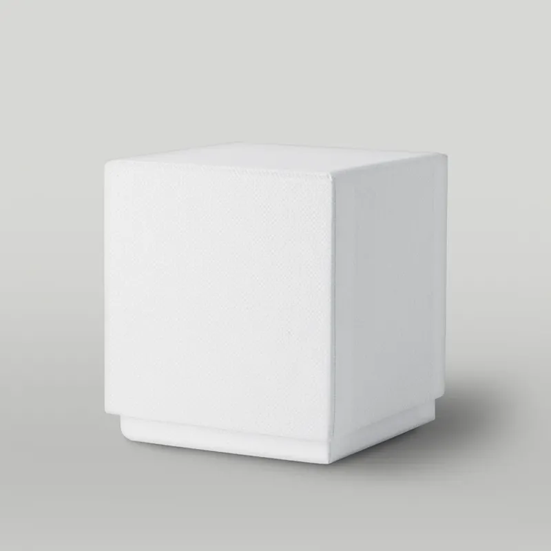 White candle box on a light grey background