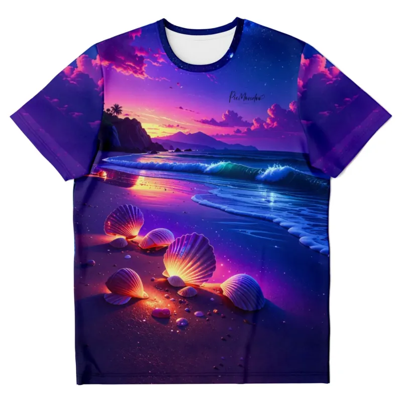 Dreamer T-Shirt mit leuchtendem Wunschmuschel-Motiv, inspiriert von Diamond Painting und Malen nach Zahlen Designs