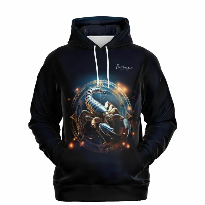 Schwarzer Picmondoo Hoodie mit Skorpion Sternzeichen Motiv und magischem Kreis für Fans von Diamond Painting und Kunst