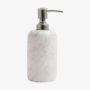 Soap dispenser, white marble/silver finish top
