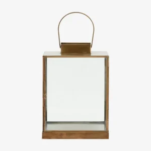 ANTIQUE lantern w/flat top, S - golden finish