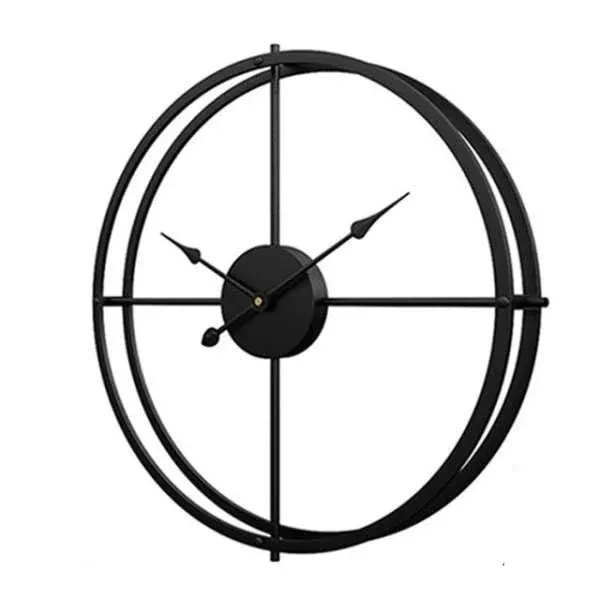 Nordische Design Wanduhr Metall schwarz
