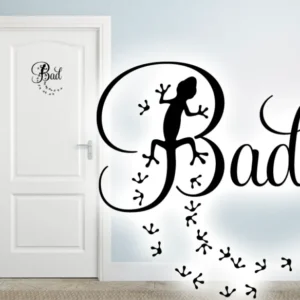 Wandtattoo Türaufkleber Bad & Gecko mit Tapsen/Spuren W818