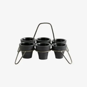 JUNIPER cups w. holder, terracotta - black