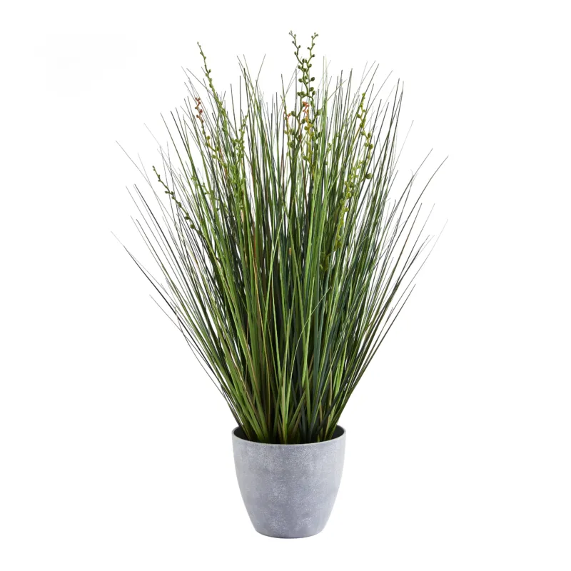 Künstliches Gras - Isambard, 60 cm, Kunstpflanze von aplanta, mit Fruchtstamm, in Grün, für drinnen