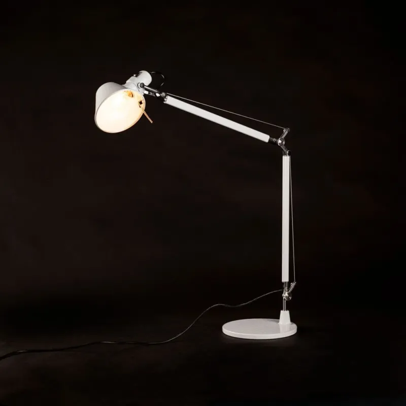 Artemide Tolomeo Tavolo Tischleuchte mit LED-Leuchtmittel Dimmbar, weiße Schreibtischlampe im modernen Design