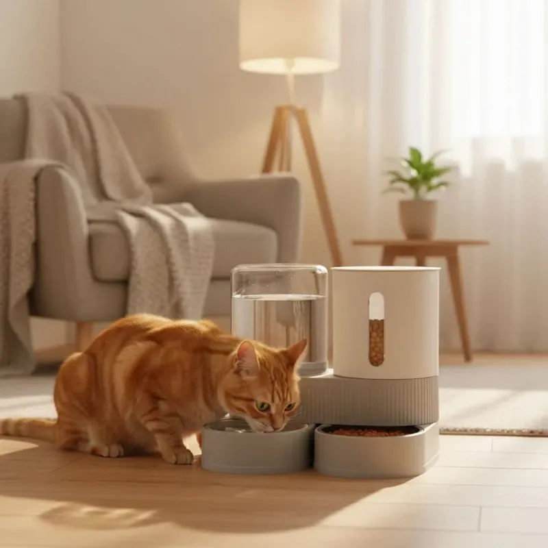 Automatic Cat Feeder & Waterer - 2-in-1 360° Rotatable Cat Food Dispenser, 2.4L Capacity 4