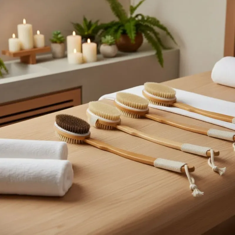 Bamboo Bath Brush - 48cm Curved Handle for Cleaning and Massage 0