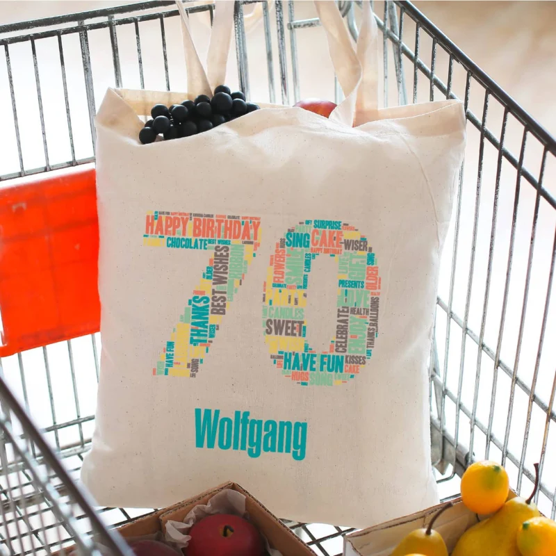 Baumwoll-Beutel zum 70. Geburtstag