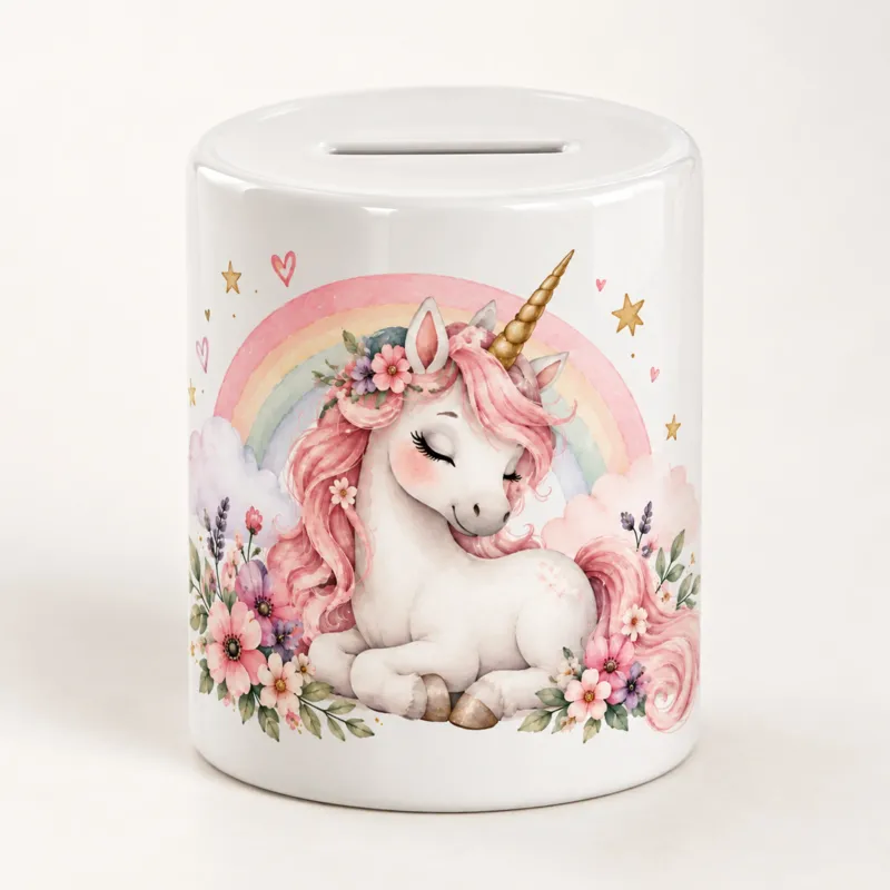 Spardose Einhorn mit Namen – Für meine Herzenswünsche – Motivseite