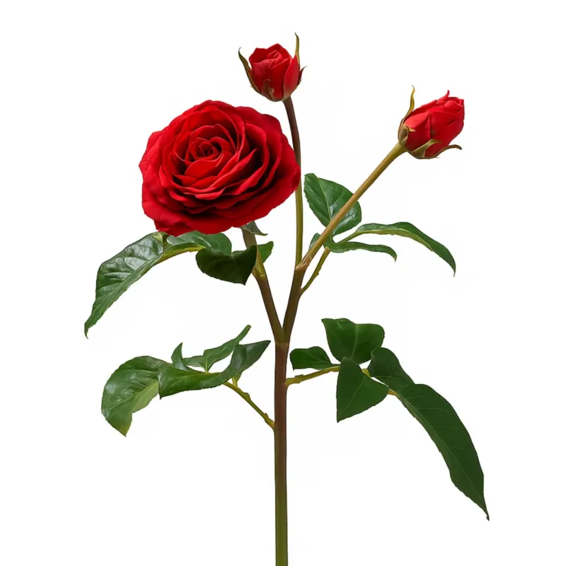 Tige de Rose ouverte avec bourgeons Premium 55cm