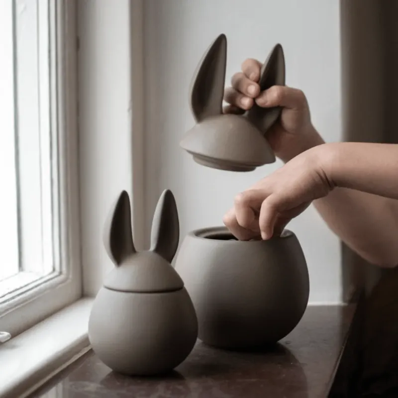 Eating Rabbit Schale mit Deckel - dust