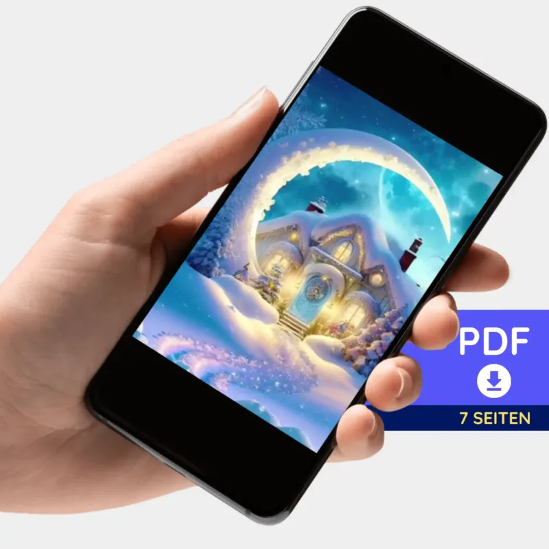 Digitale Bildmappe Moon and Snow als PDF für Diamond Painting und Malen nach Zahlen auf dem Smartphone